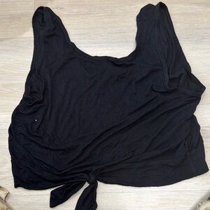 Beyond Yoga Black Ruched Tie-Front Tank Top